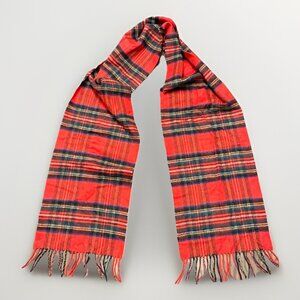 Harrods Of London 100% Cashmere Tartan Red Plaid Scarf Scotland Retails For $270